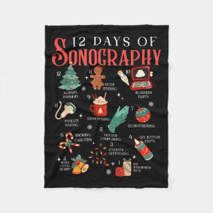 Retro Funny 12 Days Of Sonography Ultrasound Tech  Fleece Blanket