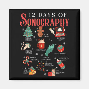 Retro Funny 12 Days Of Sonography Ultrasound Tech Magnet
