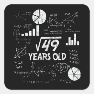 Retro Funny 7th Birthday Math Nerd Gift for Kids Square Sticker