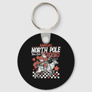 Retro Funny Annual North Le Rodeo Santa Cowboy Mer Key Ring