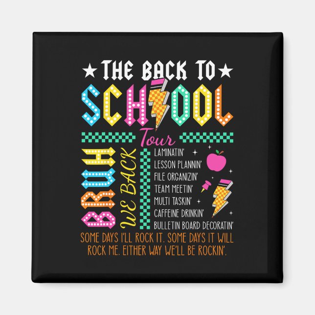 Retro Funny Back To School Tour Teacher Lightning  Magnet (Front)