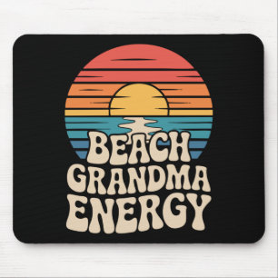 Retro Funny Beach Grandma Energy Summer Sunset Mouse Mat