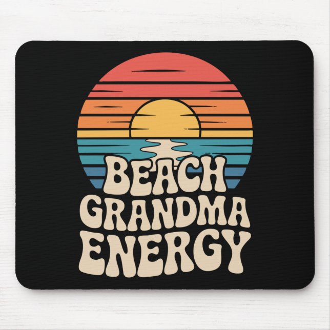 Retro Funny Beach Grandma Energy Summer Sunset Mouse Mat (Front)