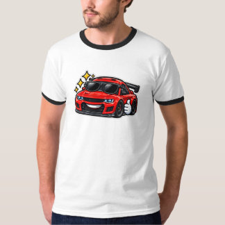 Retro Funny Car Ringer Tee | Red Coolcar