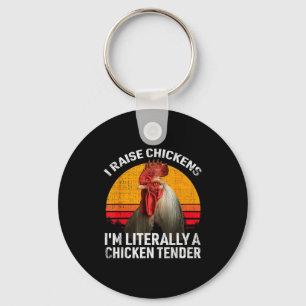 Retro Funny Chicken Lover Gift – I Raise Chickens Key Ring