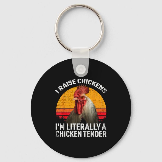 Retro Funny Chicken Lover Gift – I Raise Chickens  Key Ring (Front)
