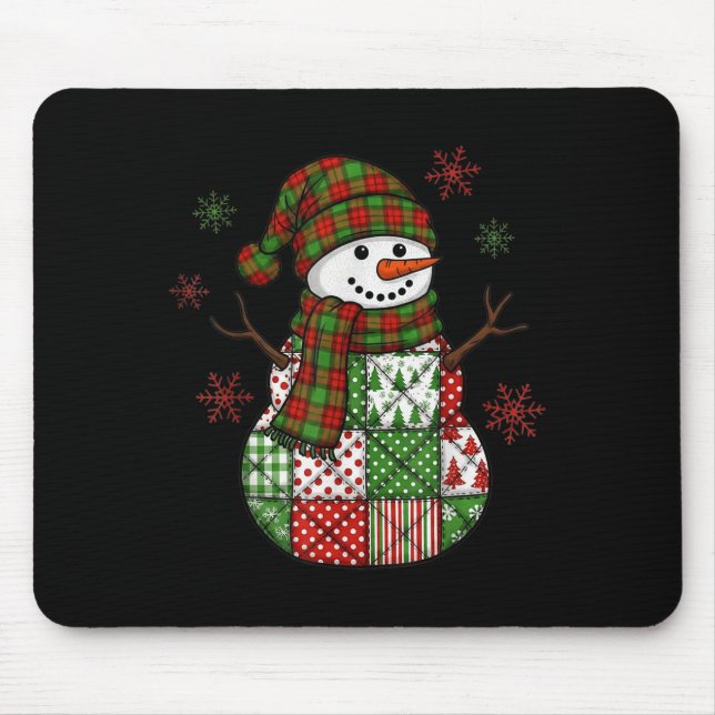 Retro Funny Christmas Patchwork Snowman Xmas Holid Mouse Mat (Front)