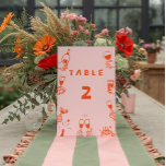 Retro Funny  Colourful Wavy Boho Wedding Table Number<br><div class="desc">Retro Groovy Colourful Wavy Boho Wedding</div>