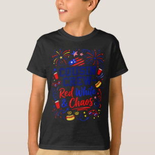 Retro Funny Cousin Crew Red White Chaos Family 4th T-Shirt