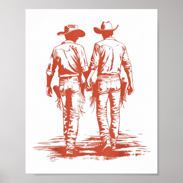 Retro Funny Cowboy Gay Trans Rights Lgbt Pride  Poster (Front)