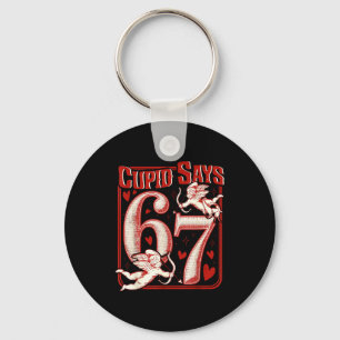 Retro Funny Cud Says 6 7 Six Seven Couples Valenti Key Ring