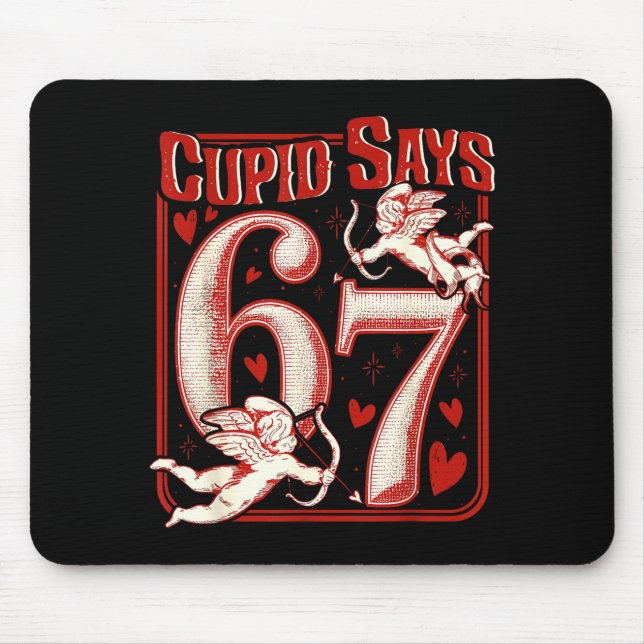Retro Funny Cud Says 6 7 Six Seven Couples Valenti Mouse Mat (Front)