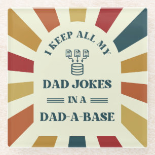 Retro Funny Dad Jokes Fathers day gift for dad  Glass Coaster