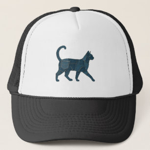 Retro Funny Denim Patch Animal Cat T-Shirt Trucker Hat