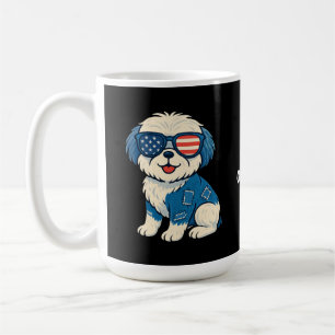 Retro Funny Denim Patch Cute Pet Dog Design  Coffee Mug