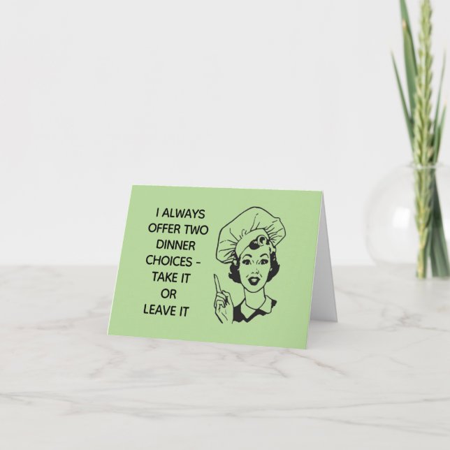 Retro Funny Dinner Choices Card (Front)