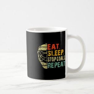 Retro Funny Eat Sleep Stop Goals Repeat Ice Hockey Coffee Mug