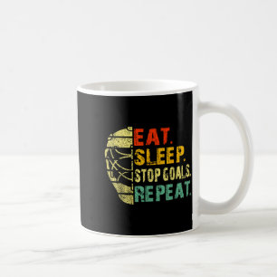 Retro Funny Eat Sleep Stop Goals Repeat Ice Hockey Coffee Mug