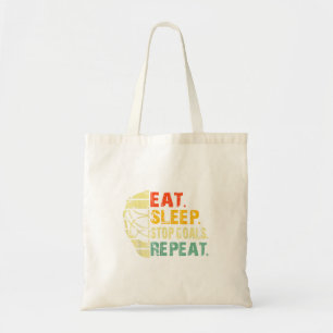 Retro Funny Eat Sleep Stop Goals Repeat Ice Hockey Tote Bag