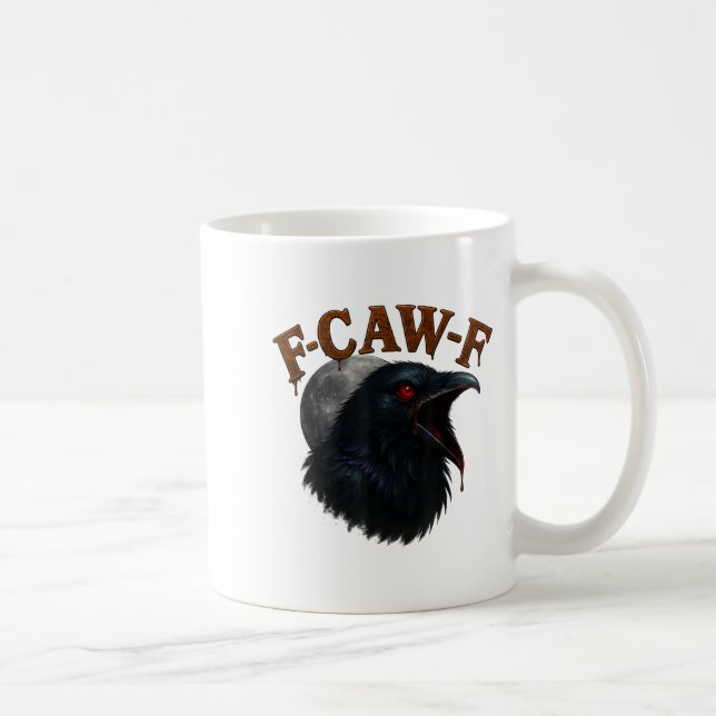 Retro Funny F Caw F Crow And Bird Moon  Coffee Mug (Right)