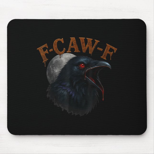 Retro Funny F Caw F Crow And Bird Moon  Mouse Mat (Front)