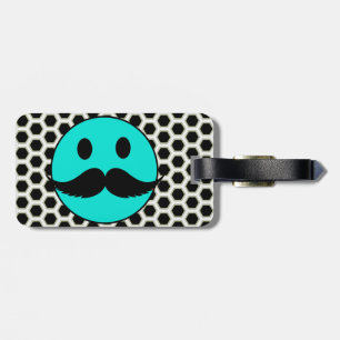 Retro Funny Face with Moustache Stache Luggage Tag