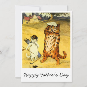 Retro Funny Father's Day Golfing Cat & Caddie