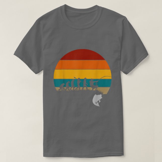 Retro Funny Fishing Evolution  T-Shirt (Design Front)