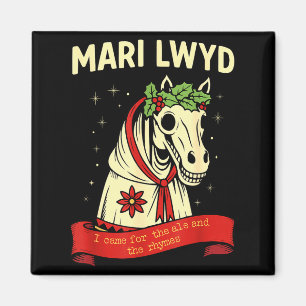 Retro Funny Folklore Skeleton Horse Mari Lwyd Yule Magnet