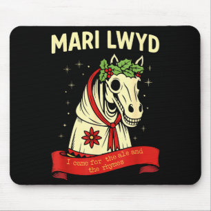 Retro Funny Folklore Skeleton Horse Mari Lwyd Yule Mouse Mat