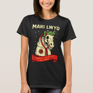 Retro Funny Folklore Skeleton Horse Mari Lwyd Yule T-Shirt