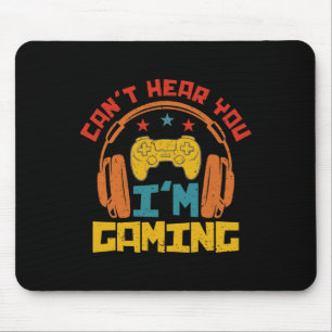 Retro Funny Gamer Headset Sorry Can't Hear You I'm Mouse Mat