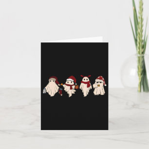 Retro Funny Ghost Santa Sat Cute Christmas Ghosts Card