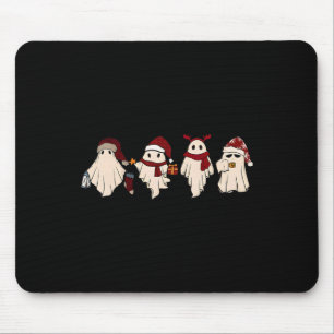 Retro Funny Ghost Santa Sat Cute Christmas Ghosts Mouse Mat