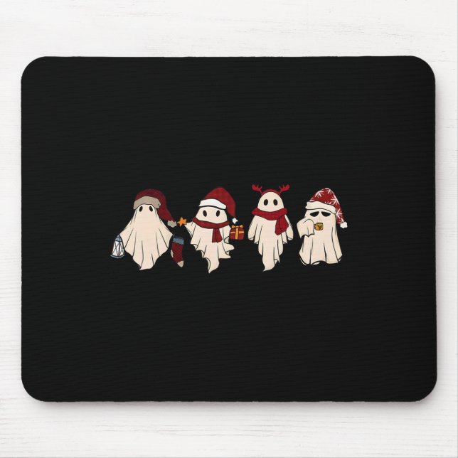 Retro Funny Ghost Santa Sat Cute Christmas Ghosts  Mouse Mat (Front)