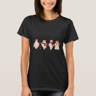 Retro Funny Ghost Santa Sat Cute Christmas Ghosts T-Shirt