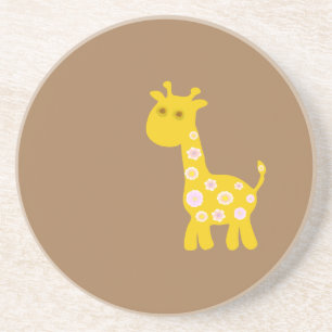 Retro funny Giraffe of pastel pattern flowers Coaster