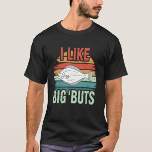Retro Funny Halibut Fish Joke Fishing Outdoorsmen T-Shirt