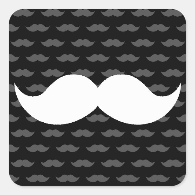 Retro Funny Handlebar Moustache Moustache Square Sticker (Front)