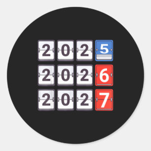 Retro Funny Happy New Year 2026 2027 67 Meme Six S Classic Round Sticker