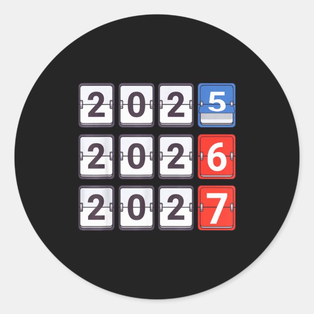 Retro Funny Happy New Year 2026 2027 67 Meme Six S Classic Round Sticker (Front)