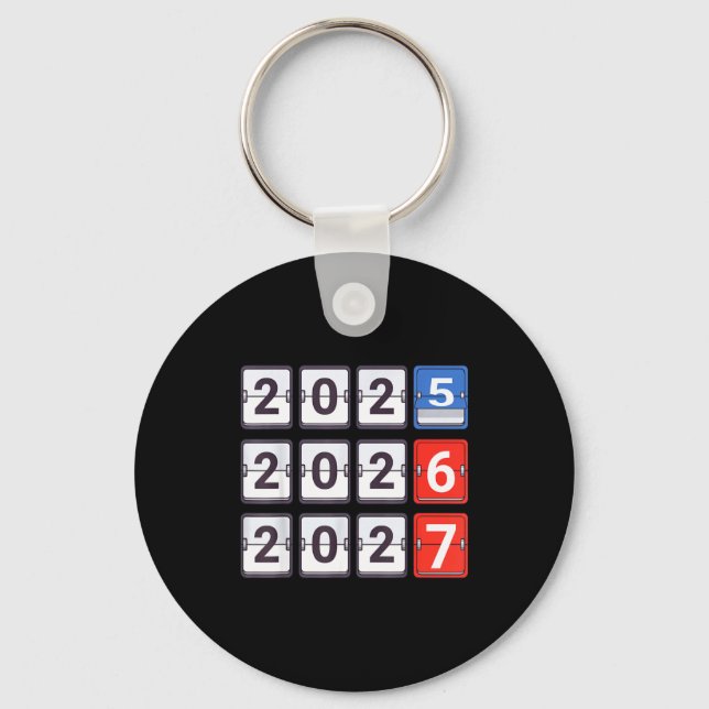 Retro Funny Happy New Year 2026 2027 67 Meme Six S Key Ring (Front)
