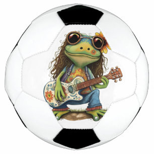 Retro Funny Hippie Frog Wear Glass Play Piano On Football