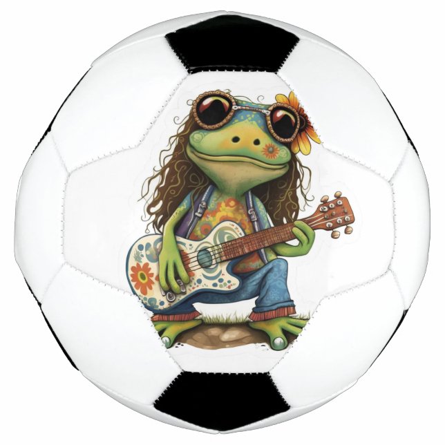 Retro Funny Hippie Frog Wear Glass Play Piano On  Football (Front)