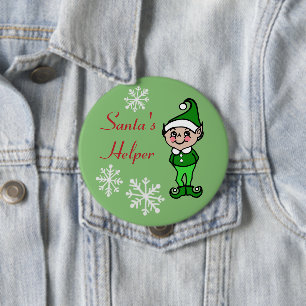 Retro Funny Holiday Christmas Elf Button Pin