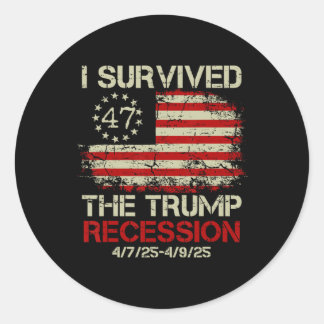 Retro Funny I Survived The Trump Recession  Classic Round Sticker