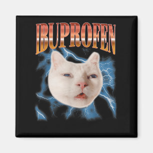 Retro Funny Ibuprofen Cat Kitten Meme Graphic Pet Magnet