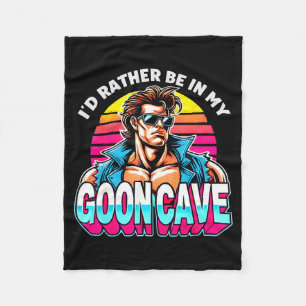 Retro Funny Id Rather Be In My Goon Cave Quote Man Fleece Blanket
