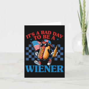 Retro Funny Its A Bad Day To Be A Wiener Hot Dog 4 Card