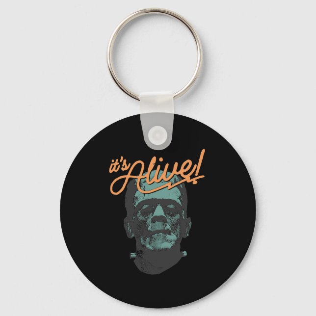 Retro Funny It's Alive Frankenstein Monster Spooky Key Ring (Front)
